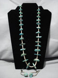 Native American Rare Vintage Navajo Santo Domingo Royston Turquoise Sterling Silver Necklace-Nativo Arts