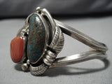 Native American Rare Vintage Santo Domingo Spiderweb Turquoise Sterling Silver Bracelet Old-Nativo Arts