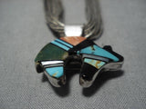 Native American Rare Vintage Santo Domingo Turquoise Bead Sterling Silver Necklace Old-Nativo Arts