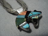 Native American Rare Vintage Santo Domingo Turquoise Bead Sterling Silver Necklace Old-Nativo Arts