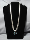 Native American Rare Vintage Santo Domingo Turquoise Bead Sterling Silver Necklace Old-Nativo Arts