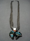 Native American Rare Vintage Santo Domingo Turquoise Bead Sterling Silver Necklace Old-Nativo Arts