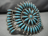 Native American Striking Betty Nez Vintage Navajo Needlepoint Turquoise Sterling Silver Bracelet-Nativo Arts