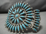 Native American Striking Betty Nez Vintage Navajo Needlepoint Turquoise Sterling Silver Bracelet-Nativo Arts
