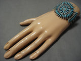 Native American Striking Betty Nez Vintage Navajo Needlepoint Turquoise Sterling Silver Bracelet-Nativo Arts