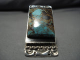 Native American Striking Vintage Zuni Brian Tom Turquoise Sterling Silver Ring Old-Nativo Arts