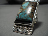 Native American Striking Vintage Zuni Brian Tom Turquoise Sterling Silver Ring Old-Nativo Arts