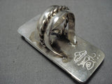Native American Striking Vintage Zuni Brian Tom Turquoise Sterling Silver Ring Old-Nativo Arts