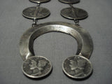 Native American Stunning 1920 Coin Sterling Silver Squash Blossom Necklace-Nativo Arts