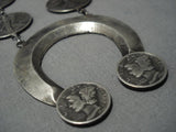 Native American Stunning 1920 Coin Sterling Silver Squash Blossom Necklace-Nativo Arts