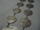 Native American Stunning 1920 Coin Sterling Silver Squash Blossom Necklace-Nativo Arts