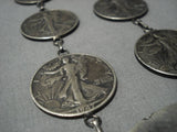 Native American Stunning 1920 Coin Sterling Silver Squash Blossom Necklace-Nativo Arts