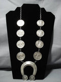 Native American Stunning 1920 Coin Sterling Silver Squash Blossom Necklace-Nativo Arts