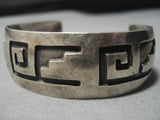 Native American Stunning Vintage Navajo Geometric Sterling Silver Bracelet Old-Nativo Arts