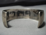 Native American Stunning Vintage Navajo Geometric Sterling Silver Bracelet Old-Nativo Arts