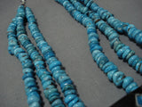 Native American Stunning Vintage Navajo Santo Domingo Turquoise Sterling Silver Necklace Old-Nativo Arts