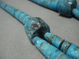 Native American Stunning Vintage Santo Domingo Sterling Silver Turquoise Necklace Old-Nativo Arts