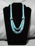 Native American Stunning Vintage Santo Domingo Sterling Silver Turquoise Necklace Old-Nativo Arts