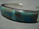 Native American Superior Bob Begay Blue Gem Royston Turquoise Sterling Silver Bracelet Old-Nativo Arts