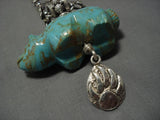 Native American Very Important! Huge #8 Turquoise Fetish Sterling Silver Ben Begaye Necklace-Nativo Arts
