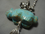 Native American Very Important! Huge #8 Turquoise Fetish Sterling Silver Ben Begaye Necklace-Nativo Arts