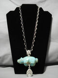 Native American Very Important! Huge #8 Turquoise Fetish Sterling Silver Ben Begaye Necklace-Nativo Arts