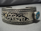 Native American Very Important!! Vintage Santo Domingo Gold Sterling Silver Turquoise Bracelet-Nativo Arts
