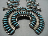 Needlepoint Turquoise Vintage Native American Jewelry Navajo Sterling Silver Squash Blossom Necklace-Nativo Arts