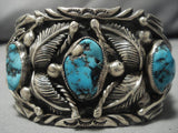 Nostalgic Vintage Native American Navajo Turquoise Garden Sterling Silver Bracelet Old-Nativo Arts