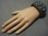 Nostalgic Vintage Native American Navajo Turquoise Garden Sterling Silver Bracelet Old-Nativo Arts
