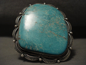 Now That Is A Big Navajo Turquoise Native American Jewelry Silver Bracelet-Nativo Arts