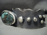 Now That's A Unique Navajo Green Turquoise Native American Jewelry Silver Tufa Bracelet-Nativo Arts