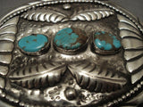 Old 1950's Whopping Vintage Navajo Native American Jewelry jewelry Turquoise Buckle-Nativo Arts