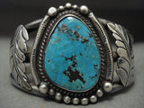 Old Morenci Turquoise Vintage Navajo 'Mirrored Turquoise' Native American Jewelry Silver Bracelet-Nativo Arts