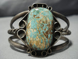 Old Natural Royston Turquoise Vintage Native American Jewelry Navajo Sterling Silver Bracelet Cuff-Nativo Arts