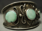 Old Pawn Triple Green Turquoise Vintage Navajo Sterling Native American Jewelry Silver Bracelet Cuff-Nativo Arts