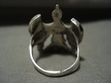 Older And More Rare Huge Corals Turquoise Native American Jewelry Silver Bird Ring Old-Nativo Arts