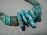 Older And More Rare Vintage Navajo 'Graduating Turquoise Heishi' Native American Jewelry Silver Necklace-Nativo Arts