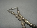 Older And More Rare Vintage Navajo 'Graduating Turquoise Heishi' Native American Jewelry Silver Necklace-Nativo Arts
