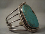 Older Huge Navajo 1950's Pilto Moutnain Turquoise Native American Jewelry Silver Bracelet-Nativo Arts