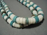 Older Vintage Santo Domingo Turquoise Shell Native American Jewelry Silver Necklace-Nativo Arts