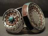 Omg Detailed Huge Vintage Navajo 'Triple Basket' Turquoise Native American Jewelry Silver Bracelet-Nativo Arts