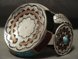 Omg Detailed Huge Vintage Navajo 'Triple Basket' Turquoise Native American Jewelry Silver Bracelet-Nativo Arts