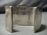 Omg Huge!! Vintage Native American Jewelry Navajo Domed Green Turquoise Sterling Silver Bracelet-Nativo Arts