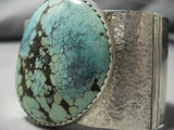 Omg Huge!! Vintage Native American Jewelry Navajo Domed Green Turquoise Sterling Silver Bracelet-Nativo Arts