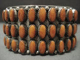 Omg Triple Row Domed Coral Vintage Navajo Native American Jewelry Silver Bracelet-Nativo Arts