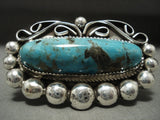 One Big Huge Vintage Navajo Turquoise Native American Jewelry Silver Ring- Whopping 38 Grams!-Nativo Arts