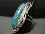 One Big Huge Vintage Navajo Turquoise Native American Jewelry Silver Ring- Whopping 38 Grams!-Nativo Arts