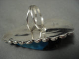 One Largest Ever Vintage Navajo Old Kingman Turquoise Native American Jewelry Silver Ring- 70 Grams!!-Nativo Arts