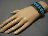 One Of Best Shadowbox Artists Vintage Native American Navajo Turquoise Sterling Silver Bracelet-Nativo Arts